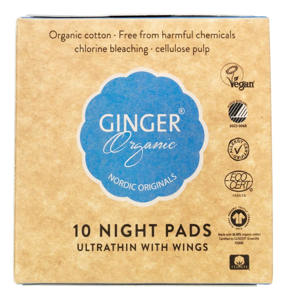Ginger Organic Nattbind med vinger Ø – 10 stk v:3424216 Ginger Organic Nattbind med vinger Ø – 10 stk v:3424216