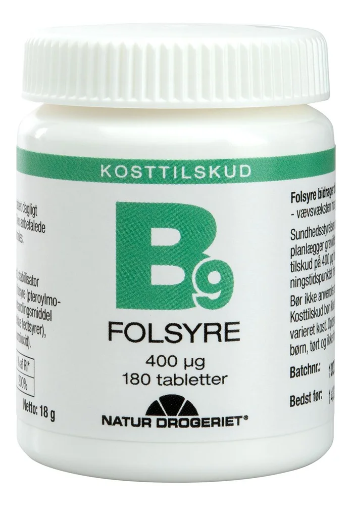 Natur-Drogeriet B9 Folsyre 400 µg – 180 tabl. v:3653674 Natur-Drogeriet B9 Folsyre 400 µg – 180 tabl. v:3653674