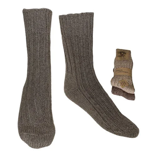 Alpakka Ullsokker Brun & Beige Tykk 2-pk | Str. 35/38 v:8633588