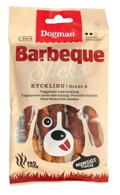 Dogman Barbeque sticks m kylling 5p S 12,5cm v:6499566