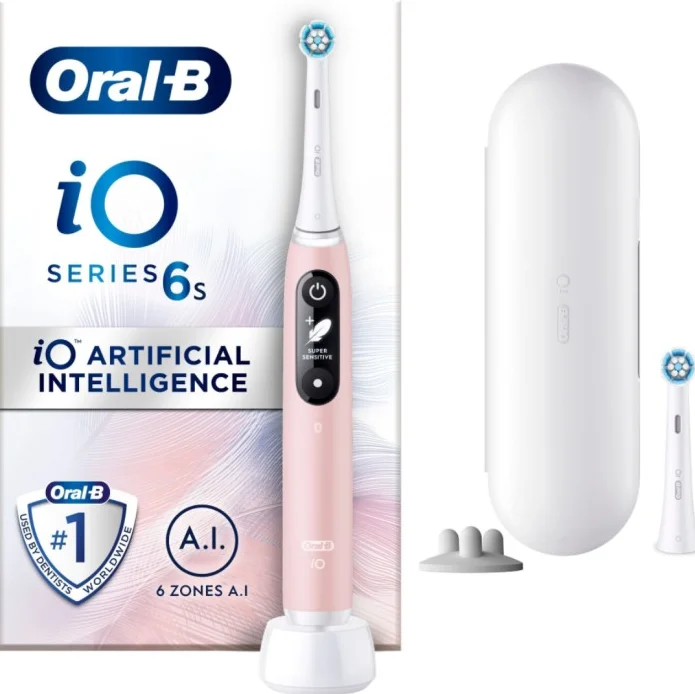 Oral-B iO 6S elektrisk tannbørste rosa Supersensitive med ekstra børstehode v:5694979