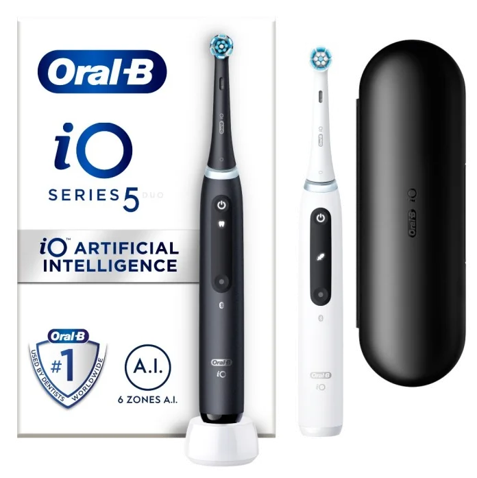 Oral-B iO 5 duo-pack elektriske tannbørster svart og hvit v:3306027