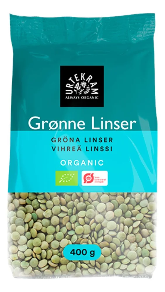 Urtekram Food Grønne Linser Ø – 400 g. v:5380215