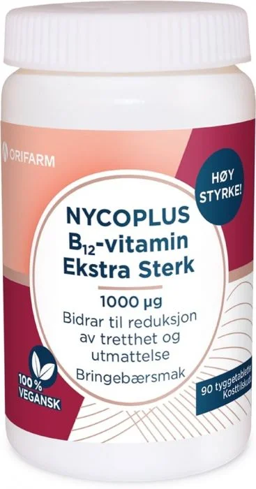Nycoplus B12-Vitamin Ekstra Sterk 1000 µg tyggetabletter 90 stk v:3464574