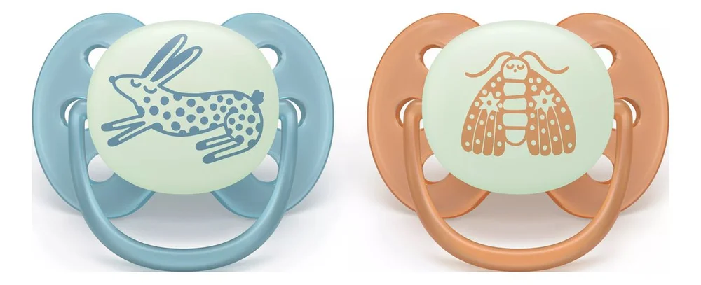 Philips Avent Pacifier ultra soft Nighttime – blå og oransje – 2 stk. v:7030136 Philips Avent Pacifier ultra soft Nighttime – blå og oransje – 2 stk. v:7030136