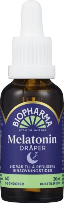 Biopharma Melatonin Dråper 30 ml – Kan bidra til bedre søvn og kortere innsovningstid v:8043504