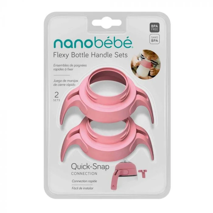 Nanobébé håndtak til Flexy silikon tåteflaske rosa 2 pk v:8113295