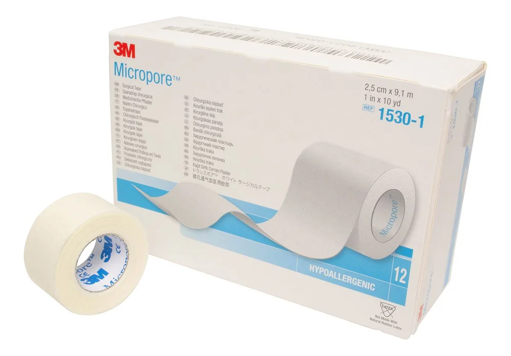 Micropore kirurgisk tape 2,5 cm x 9,1 m hvit- 12 ruller v:7399002