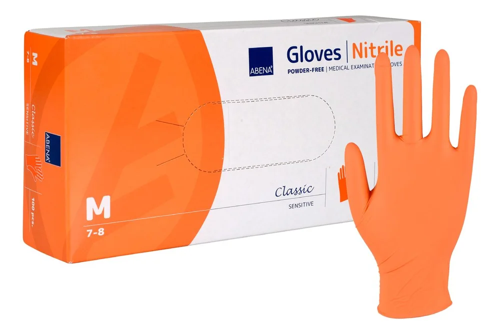 Abena Classic Sensitive Powder-Free Nitrile Gloves Orange – 100 stk. v:7405822 Abena Classic Sensitive Powder-Free Nitrile Gloves Orange – 100 stk. v:7405822