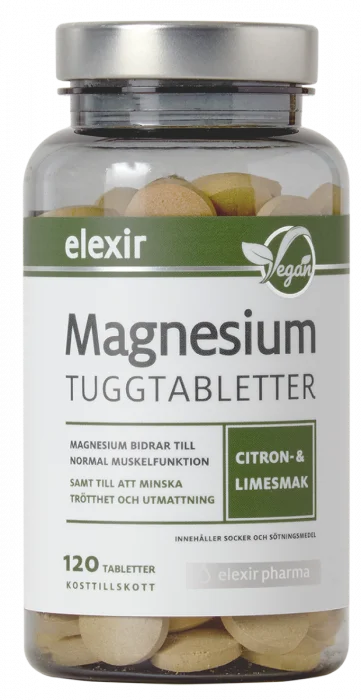 Elexir Pharma magnesium tugg 120 tabletter | tyggetablett med magnesium v:3474729 Elexir Pharma magnesium tugg 120 tabletter | tyggetablett med magnesium v:3474729