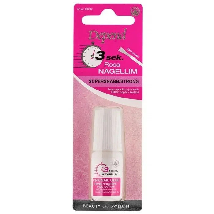 Depend 3 Sec Rosa Nail Glue 3 g | neglelim med pensel v:6886801