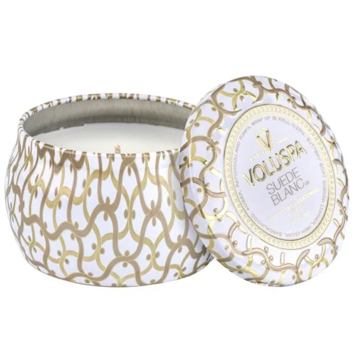 Voluspa Suede Blanc Maison Blanc Decorative Tin Candle 25h v:1497497