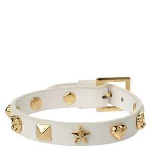 DARK Leather Sign Stud Bracelet White v:8318507