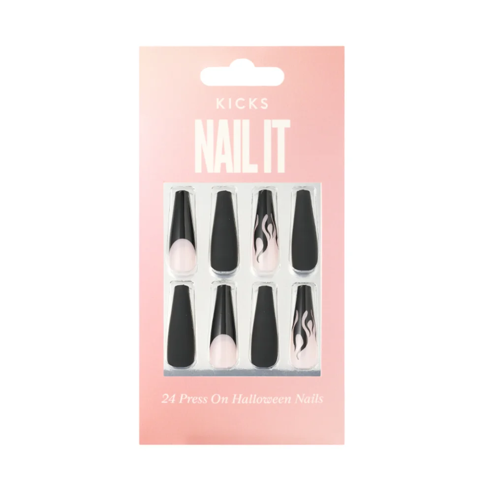 Nail It – 24 Press On Halloween Nails Black/White Beauty v:7028818