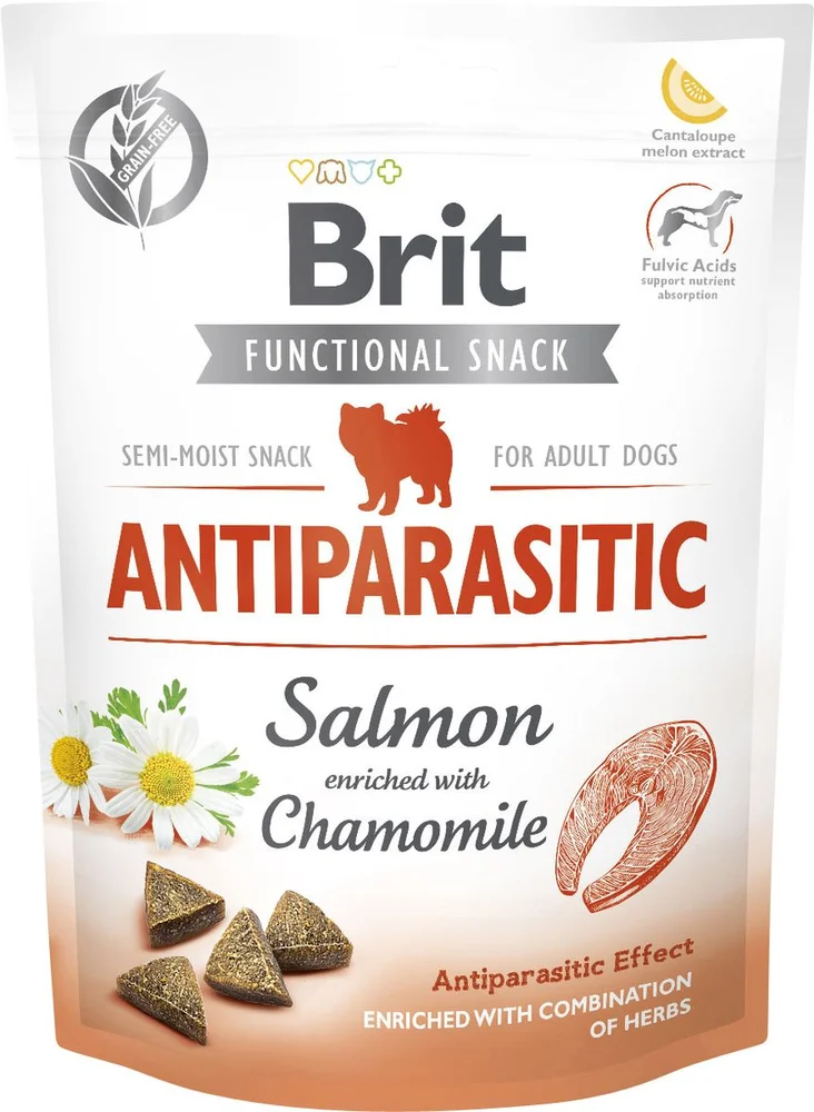 Brit Care Dog Functional Snack Antiparasitic, laks & kamille – 150 g v:8989275