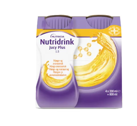 Nutridrink Jucy Plus 1,5 kcal mango- og ananassmak 4×200 ml v:7856921