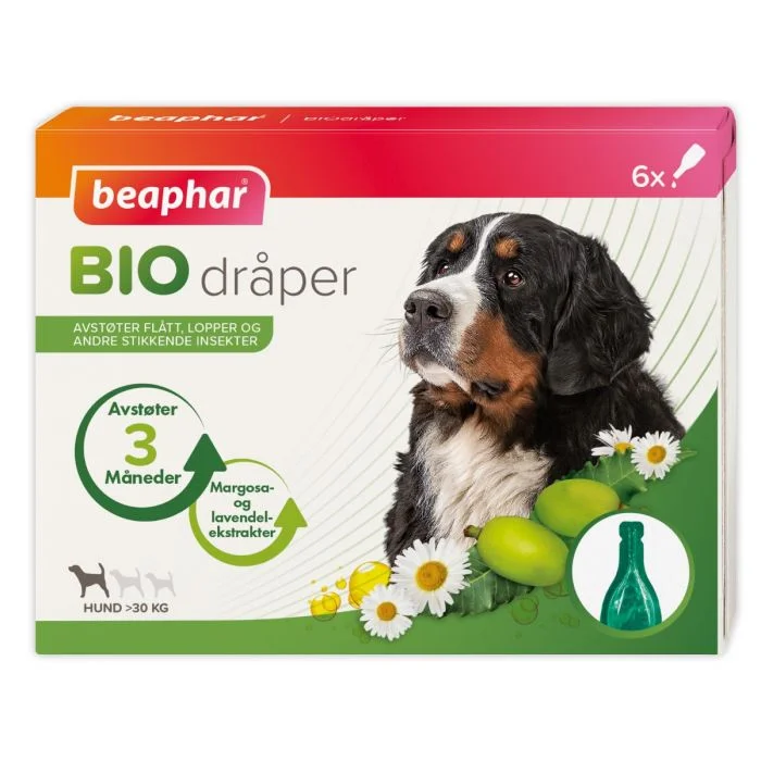 Beaphar Bio Spot On Hund Flått- og Loppemiddel >30 kg 6 × 2 ml v:8216716 Beaphar Bio Spot On Hund Flått- og Loppemiddel >30 kg 6 × 2 ml v:8216716