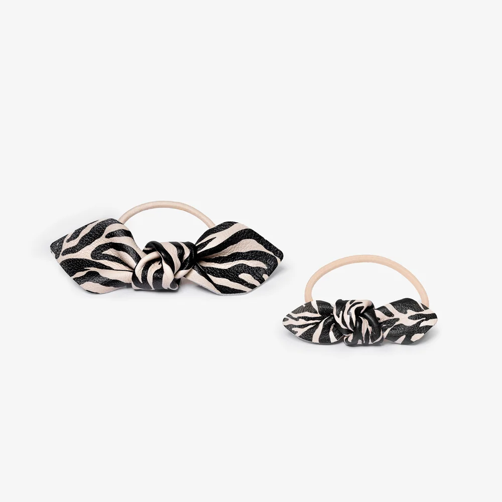 Leather Bow Hair Tie Big And Small 2-Pack Zebra – Corinne v:2918357 Leather Bow Hair Tie Big And Small 2-Pack Zebra – Corinne v:2918357