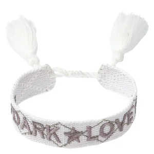 DARK Woven Friendship Bracelet Dark Love White & Taupe v:8664401