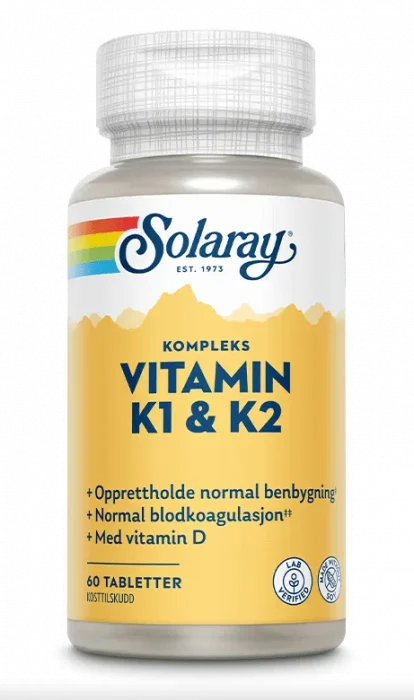 Solaray Vitamin K1 & K2 60 tabletter – Med vitamin D3 v:9422591 Solaray Vitamin K1 & K2 60 tabletter – Med vitamin D3 v:9422591