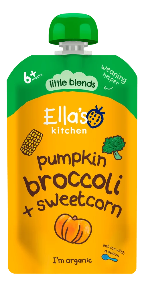 Ella’s Kitchen Gresskar, Brokkoli & Mais Ø – 120 g v:1391709