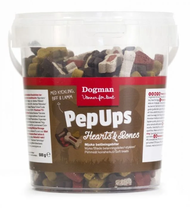 Dogman PepUps Hjerte & Bein 3 smaker 500g v:5247715