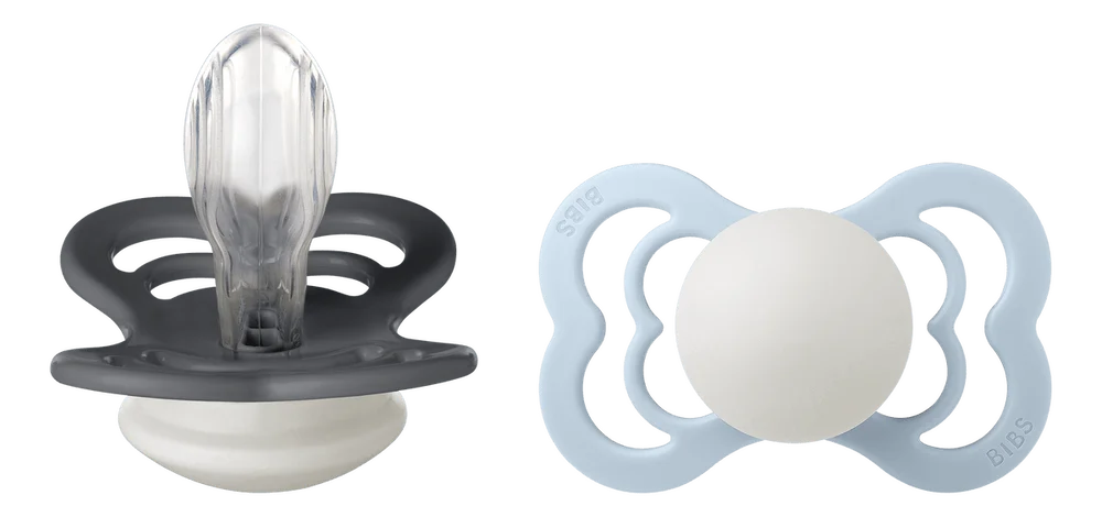 BIBS Pacifier Supreme Silicone Str. 2 Iron Glow/Baby Blue Glow – 2 stk. v:5156910
