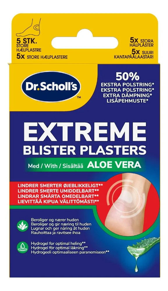 Dr. Scholl’s Extreme Blister Plasters with Aloe Vera – 5 stk. v:7021677 Dr. Scholl’s Extreme Blister Plasters with Aloe Vera – 5 stk. v:7021677