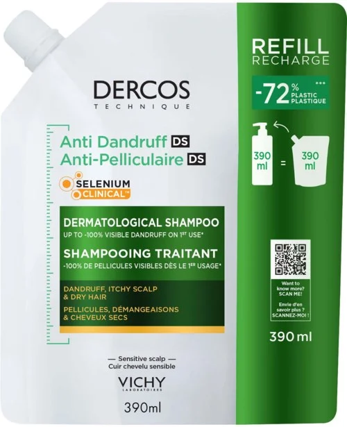 VICHY Anti Dandruff Dercos Shampoo for Dry Hair Refill 390 ml v:6807405