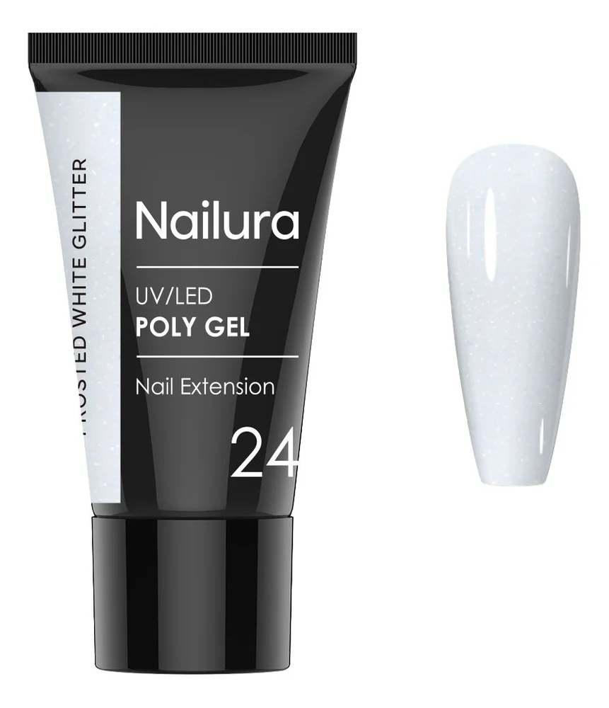Nailura Poly Gel 24 – Frosted White Glitter – 30 g. v:5944988