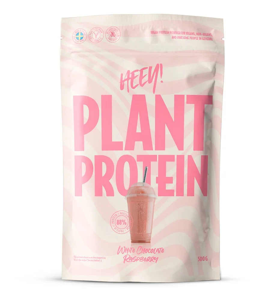 Heey! Vegan Plant Protein White Chocolate Raspberry – 500 g. v:1452482
