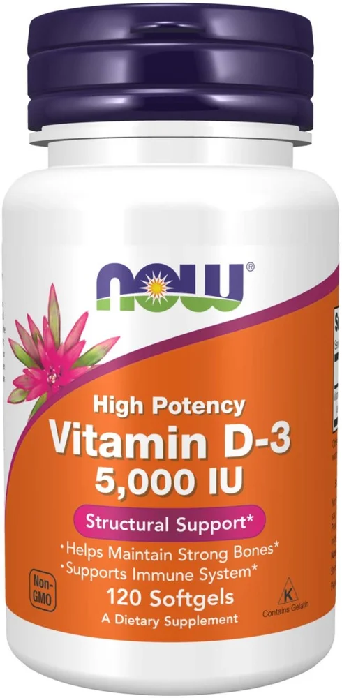 NOW Vitamin D-3 5000 Iu 120 stk v:2634899