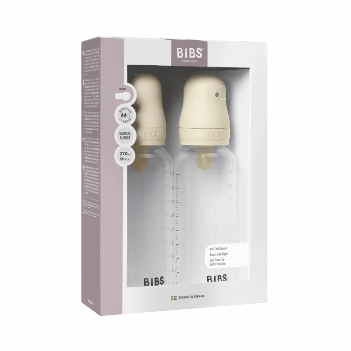 BIBS Baby Bottle Round Latex Medium Flow Ivory 2×270 ml v:8609012 BIBS Baby Bottle Round Latex Medium Flow Ivory 2×270 ml v:8609012