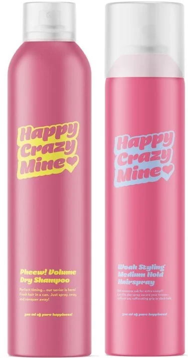Happy Crazy Mine Pheew! Volume Dry Shampoo 300 ml & Woah Styling Hairspray Medium Hold 300 ml v:4194778