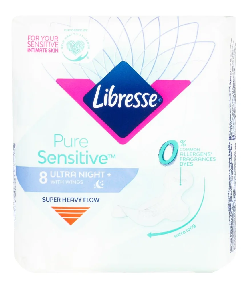 Libresse Pure Sensitive Ultra Night+Wings - 8 stk. v:9759235