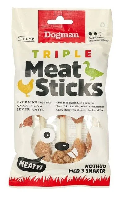 Dogman Triple meat sticks Brun S 12,5cm v:1060555