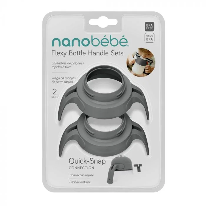 Nanobébé håndtak til Flexy silikon tåteflaske grå 2 pk v:3313089