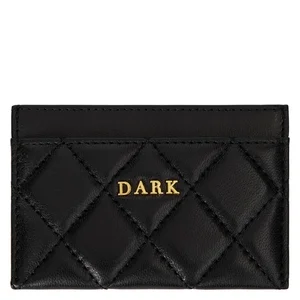 DARK Leather Quilted Card Holder Black v:8606085