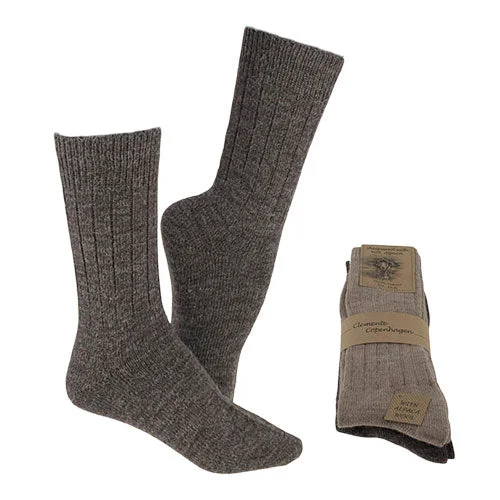 Alpakka Ullsokker Brun & Beige Tynne 2-pk | Str. 39/42 v:5822641