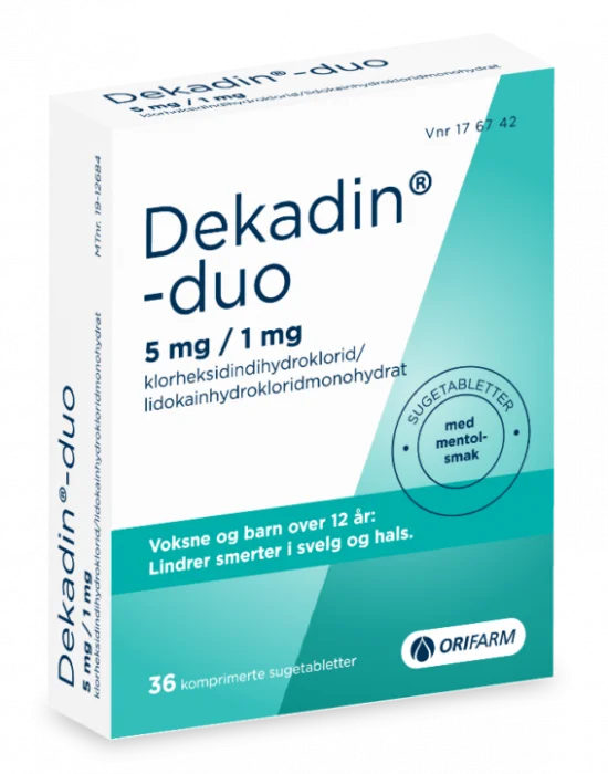Dekadin-duo 5 mg/1 mg sugetabletter mentol 36 stk v:1040566